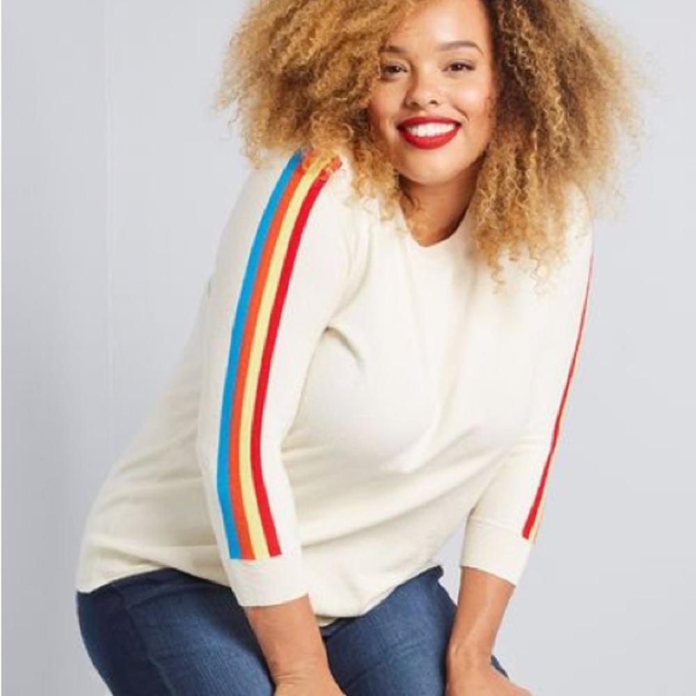 Modcloth Charter School Rainbow Sleeve Sweater